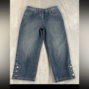 Talbots Petites Stretch womens blue denim capri size 4